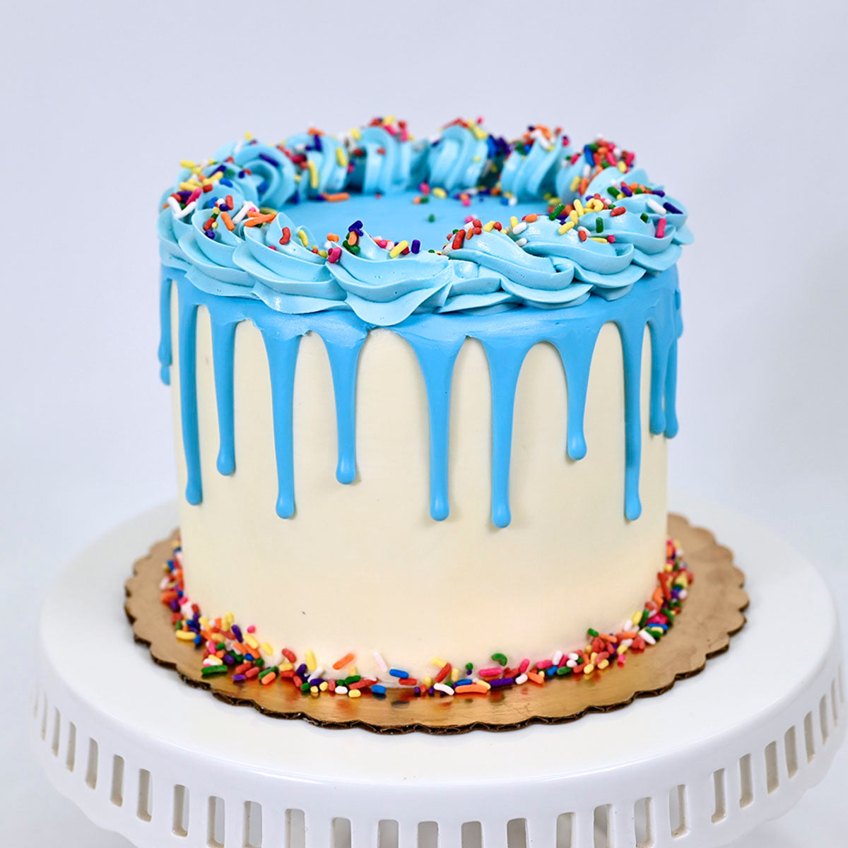 Light blue cake.