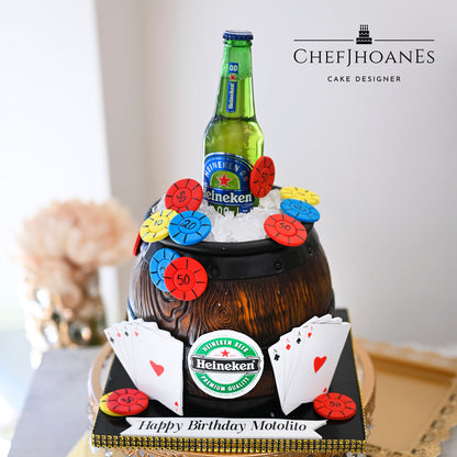 Barrel and poker cake. Feed 15 people.