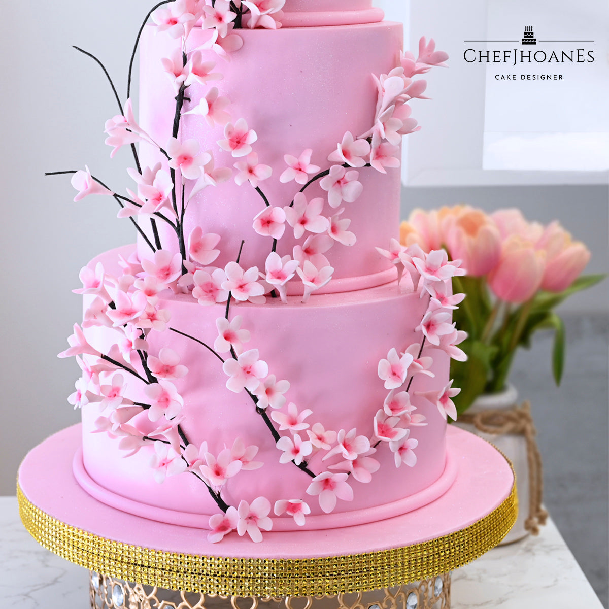 Cherry blossom cake. Feed 100 people.