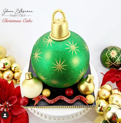 Christmas ornament cake. Feed 8 people.