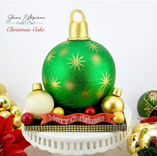 Christmas ornament cake. Feed 8 people.